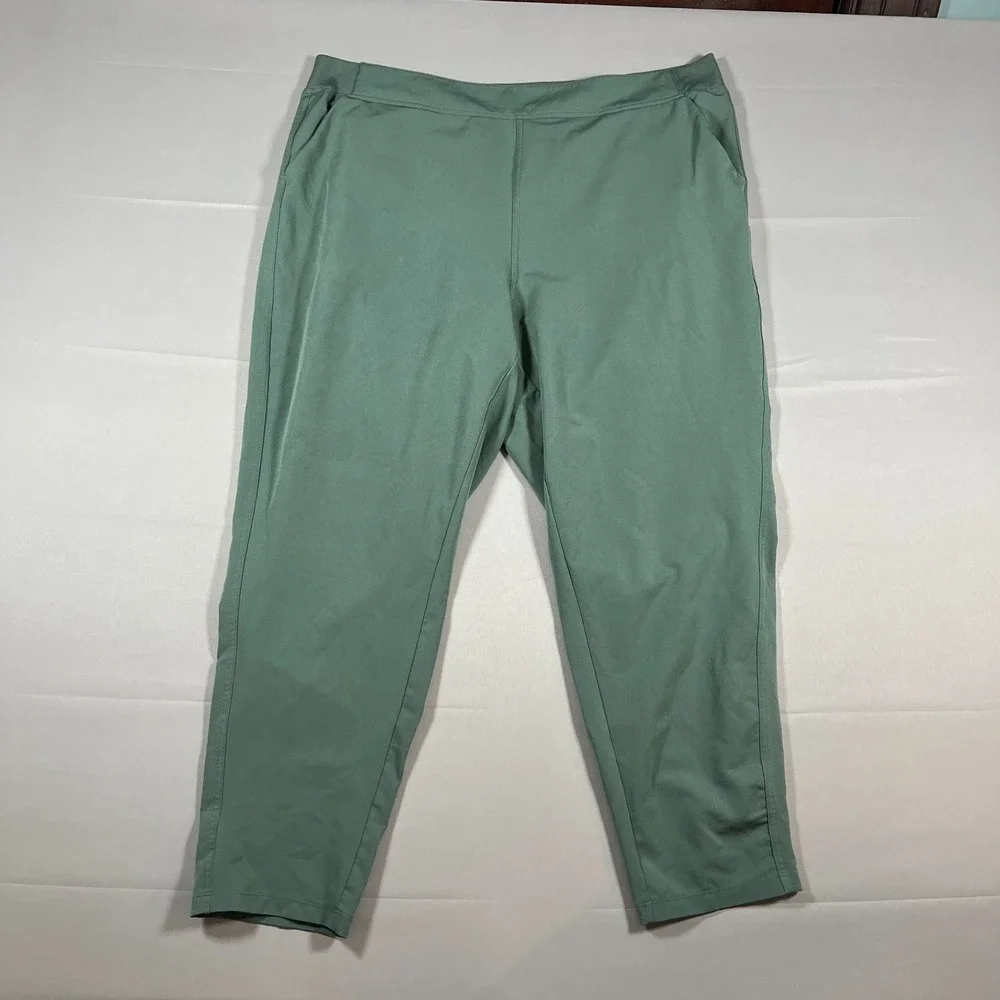 32 Degrees Cool Cropped Pants Womens 2XL Sage Green Stretch High Waisted Pull On